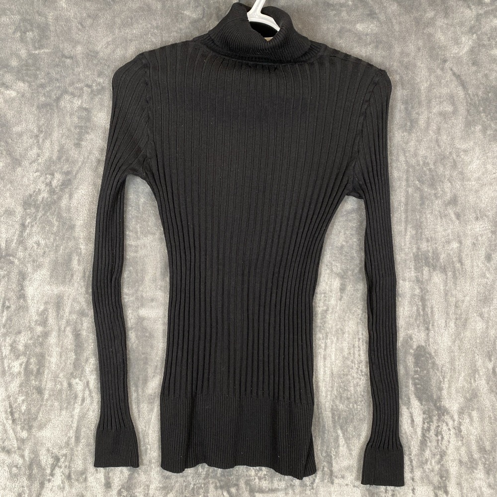 Vintage Y2K body Central small ribbed black fitted sweater dark academia